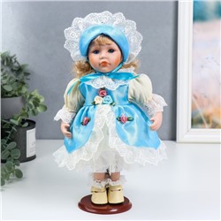 Кукла коллекционная керамика "Алиса в голубом платьице и чепчике" 30 см