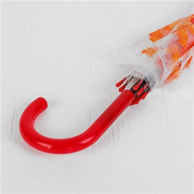 Зонт - трость полуавтоматический «Листопад», 8 спиц, R = 40 см, цвет оранжевый