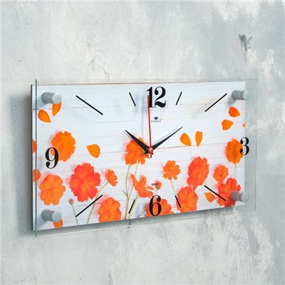 Часы настенные "Оранжевые цветы", плавный ход