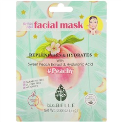 Biobelle, #Peachy, тканевая растительная маска для лица, питает и увлажняет, 1 шт., 25 г (0,88 унции)