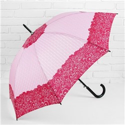 Зонт - трость полуавтоматический «Завитушки», 8 спиц, R = 52 см, цвет розовый