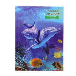 Записная книжка А7, 64 листа «Мир дельфинов», твёрдая обложка, глянцевая ламинация
