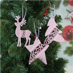 Подвеска новогодняя «Новогоднее волшебство», цвет розовый, МИКС