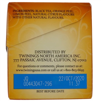 Twinings, Lady Grey Black Tea, 20 чайных пакетиков, 40 г (1,41 унц.)