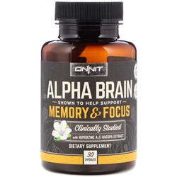 Onnit, Alpha Brain, Memory and Focus, 30 Capsules