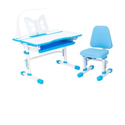 Комплект парта и стул с чехлом Rifforma SET-07 LUX Белый/Цвет кромки Голубой