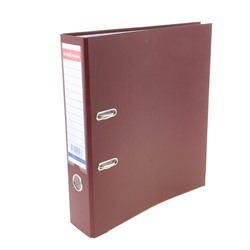 Папка-регистратор А4, 70мм "Бизнес", собранный, бордовый, пластиковый карман, металлический кант, картон 2мм, вместимость 450 листов
