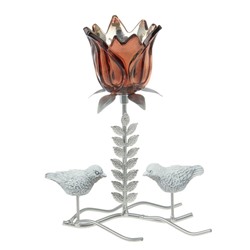 Подсвечник металл 1 свеча "Две птички у цветка" 21х17,5х9 см