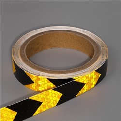 Светоотражающая лента, самоклеящаяся, черно-желтая, 2 см х 8 м