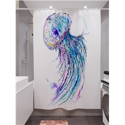 Фотоштора для ванной Голубая медуза