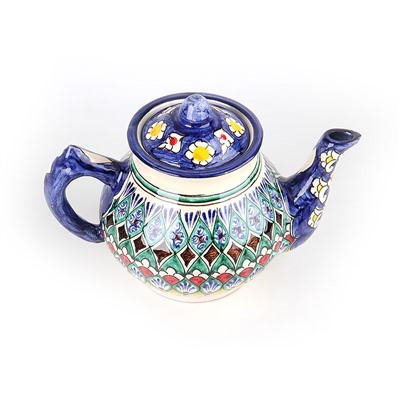 Чайник 750мл керамика, серия Риштан, Узбекистан