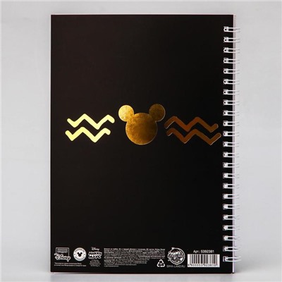 Блокнот А5 на гребне, в твердой обложке с тиснением, 60 листов, Mickey Mouse