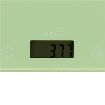 Весы электронные кухонные LuazON LVK-507 до 5 кг, стекло, бирюзовые