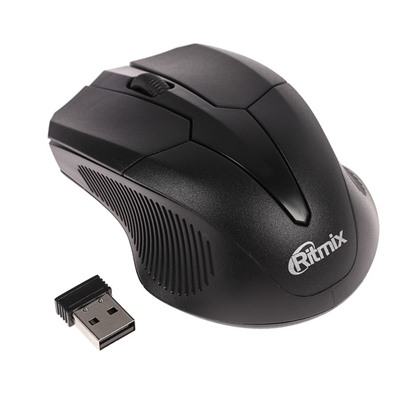 Мышь Ritmix RMW-560, беспроводная, оптическая, 1000 dpi, питание 2 ААА, USB, черная