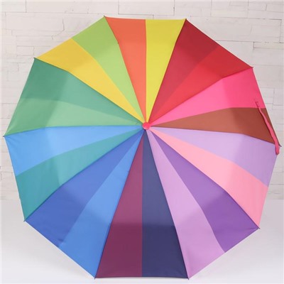 Зонт полуавтоматический «Радуга», 3 сложения, 10 спиц, R = 51 см, цвет МИКС