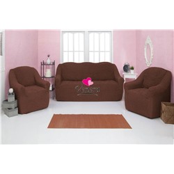 Комплект чехлов на трехместный диван и 2 кресла без оборки шоколад 201, Характеристики