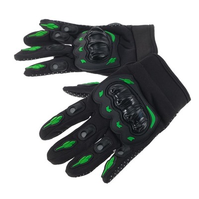 Перчатки для езды на мототехнике, с защитными вставками, пара, размер L, черно-зеленый