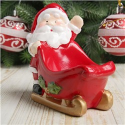 Подсвечник керамика "Дед Мороз и сани" 10,2х11х6,2 см