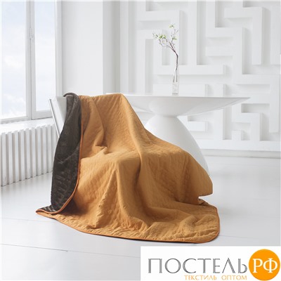 Одеяло - покрывало Sleep iX (иск.мех + одн.ткань) 180x220 Ткань: Оранжевый, Мех: Коричневый