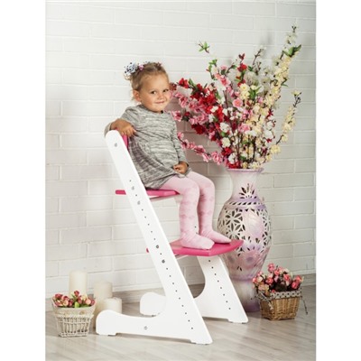 Детский растущий стул Конёк Горбунёк Бело-розовый