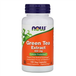 Now Foods, Экстракт зеленого чая, 400 мг, 100 растительных капсул