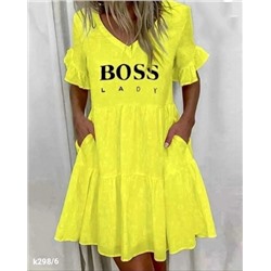 Платье Size plus Lady Boss Жёлтое K298
