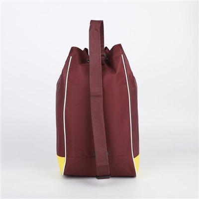 Рюкзак молодёжный-торба, отдел на шнурке, цвет бордовый/жёлтый