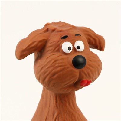 Игрушка пищащая для собак "Пёс-кегля", 14 см, коричневый/розовый