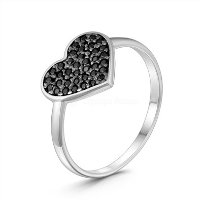Кольцо женское из серебра с натуральной шпинелью родированное - Сердце К-7605р416