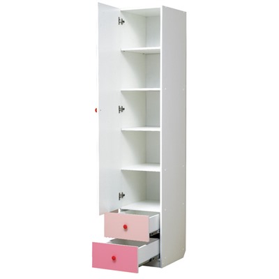 Шкаф с ящиками «Радуга», 400 × 490 × 2100 мм, цвет белый/ярко-розовый/светло-розовый