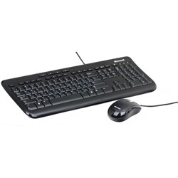 Комплект клавиатура и мышь Microsoft Wired 600, проводной, мембранный, 800 dpi, USB, черный