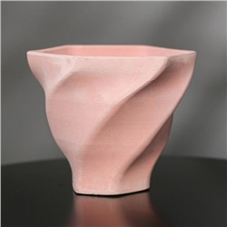 Кашпо винтовое из гипса «Феерия», розовое, 15 х 14 см. 1,5 л.