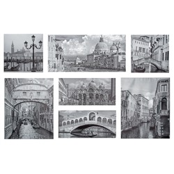 Модульная картина "Чёрно-белая Венеция" 127*79 см  (2-30х30; 2-38х47; 2-45х22; 1-61х30)