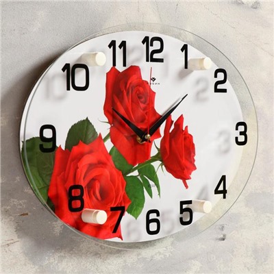 Часы настенные, серия: Цветы, "Три розы", 24х34 см