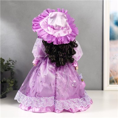 Кукла коллекционная керамика "Леди Беатрис в сиреневом платье" 40 см