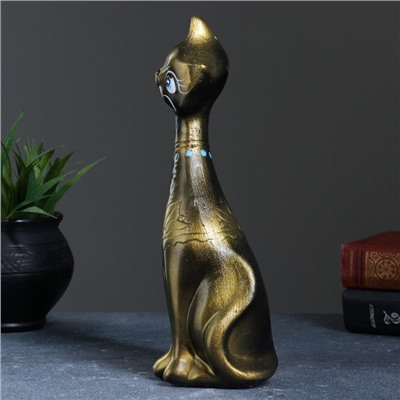 Фигура "Кошка девочка" чёрная с золотом 12х28х10 см