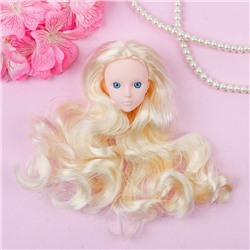 Голова для изготовления куклы, волосы «Кудри» блондинка, цвет глаз: голубой