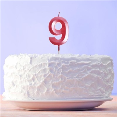 Свеча в торт цифра "9" , розовая, 3,5 х 12 см